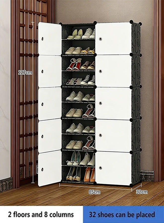Beauenty Shoe Rack 8 Tier Shoe Storage Unit Flat  Slant Adjustable Shoe Organizer Shelf for 32 Pairs Durable and Stable For Entryway  Hallway  Closet  Dorm Room  Bedroom (white) - Image 3